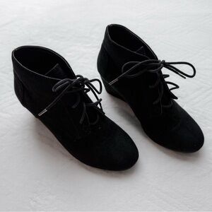 Black Wedge Suede Ankle Boots